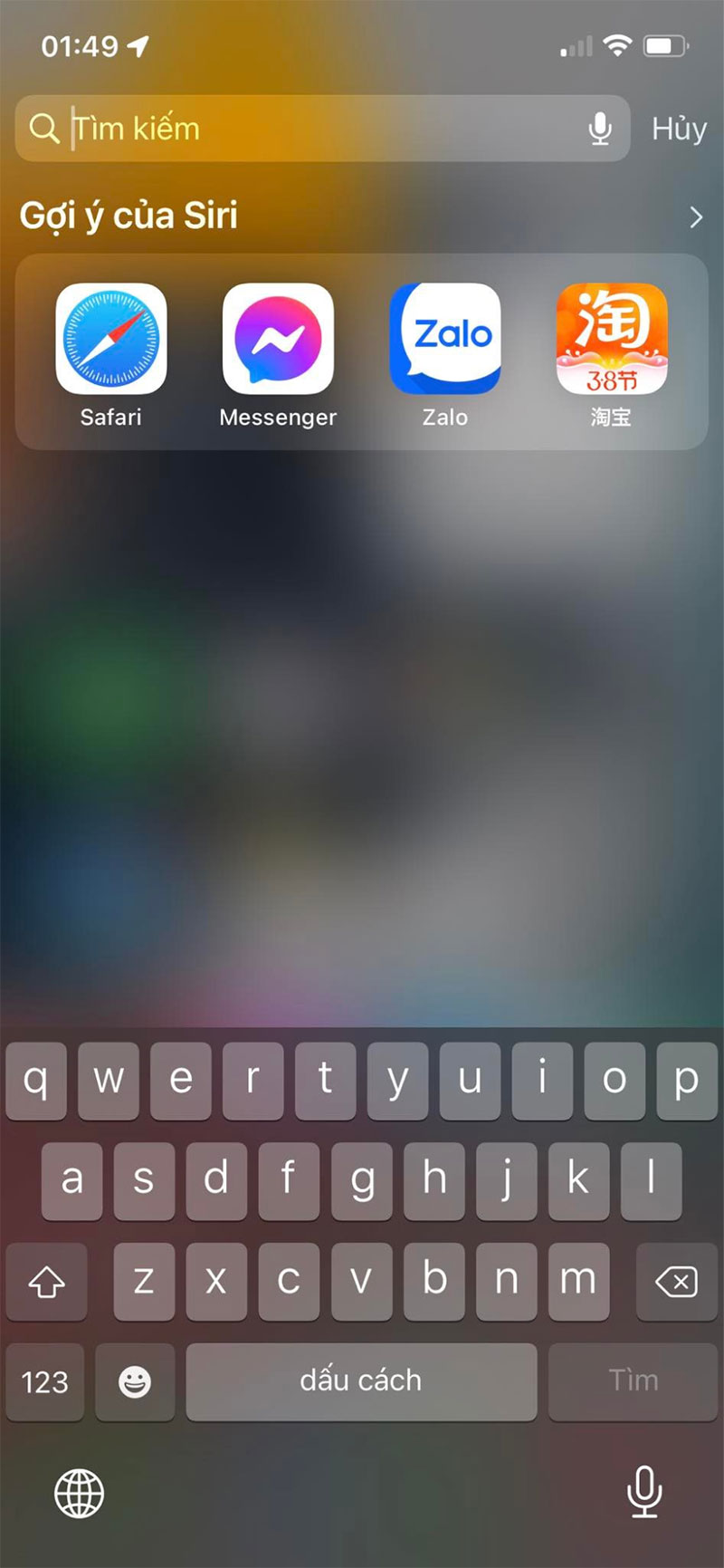 Bạn có thể tìm thấy app Taobao vừa tải  ở phần gợi ý của Siri