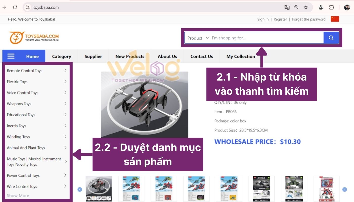 Tìm kiếm nhanh hoặc duyệt các danh mục sản phẩm trên Toybaba.com