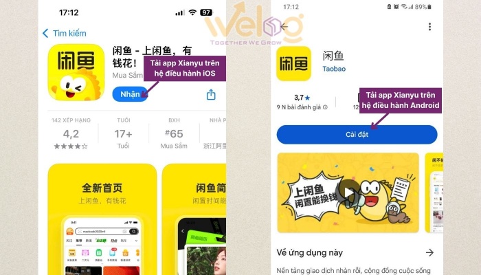 Tải app đặt hàng hóa 2taobao theo đúng hệ điều hành của điện thoại