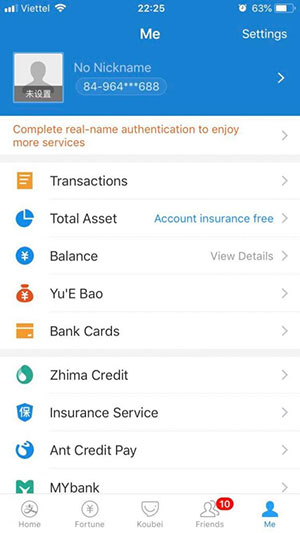 Tài khoản Alipay chưa xác thực có thể khiến tài khoản Taobao của bạn bị khóa