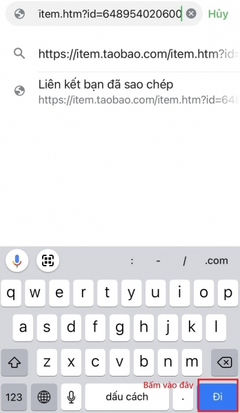 Dán link vừa copy vào ô tìm kiếm sau đó nhấp vào nút “Đi”