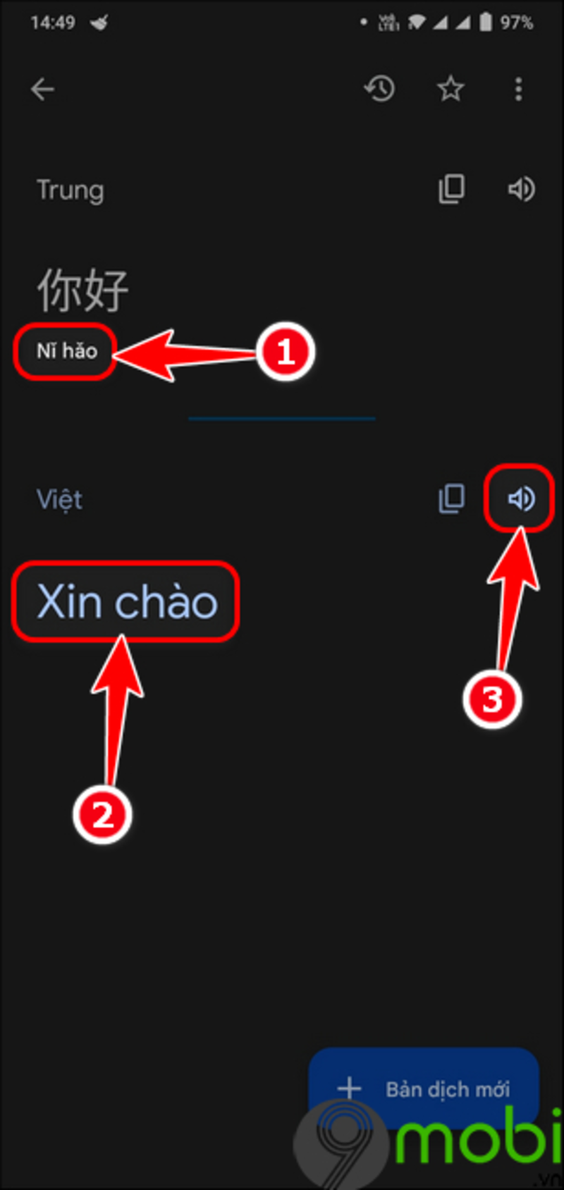 dịch văn bản và nghe phát âm