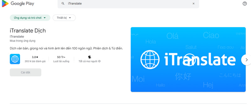 Tải app iTranslate dành cho điện thoại Android