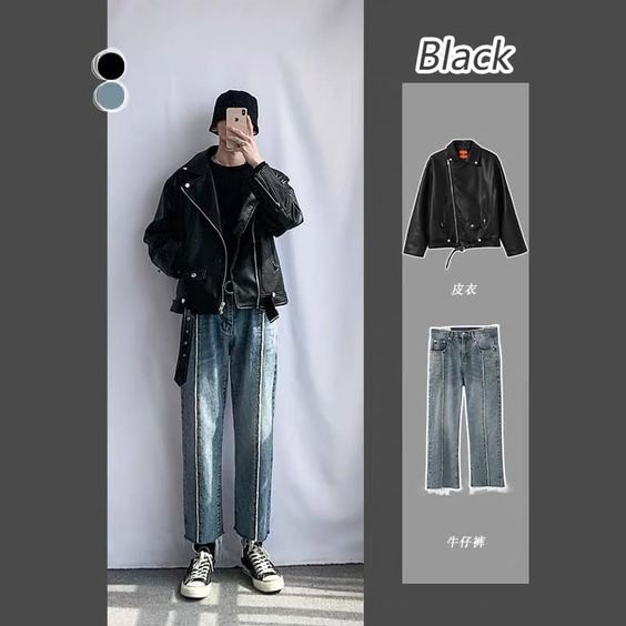 Khuấy động cả con đường cùng bộ 3: áo khoác da - áo thun - quần denim