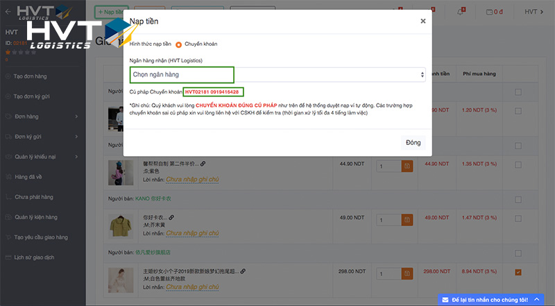 Quy trình đặt đồ đôi trên Taobao