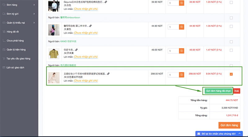 Đăt hàng Taobao Cần Thơ