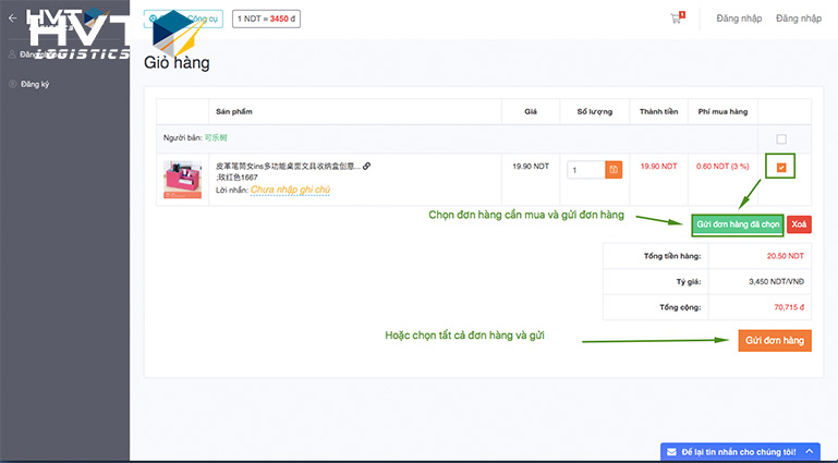 Quy trình order văn phòng phẩm taobao