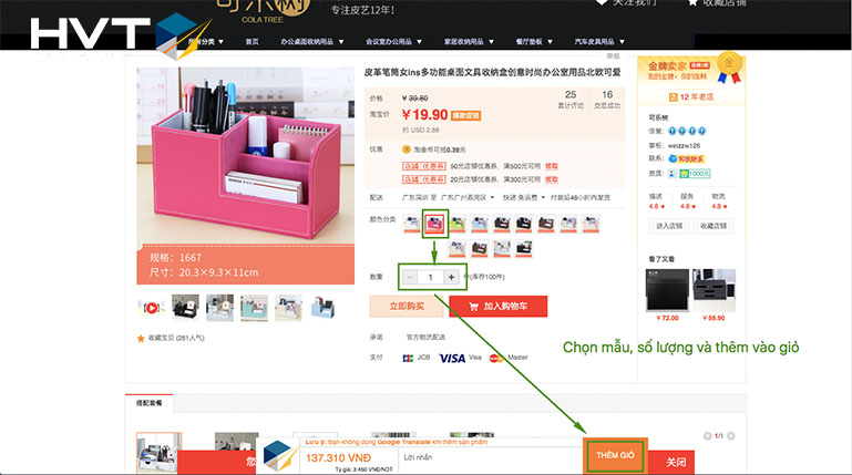 Quy trình order văn phòng phẩm taobao