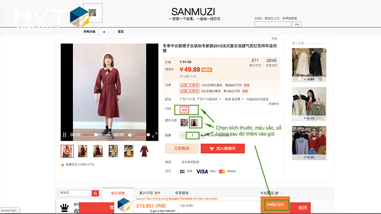 Quy trình order váy taobao
