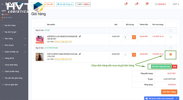Quy trình order váy taobao