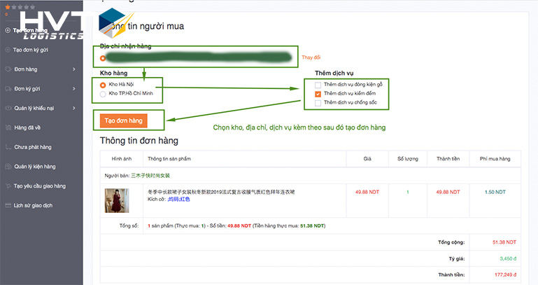 Quy trình order váy taobao