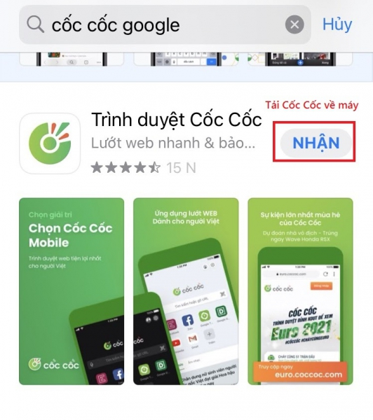 Truy cập vào đường link trần hoặc tiến hành tải Cốc Cốc về điện thoại của bạn