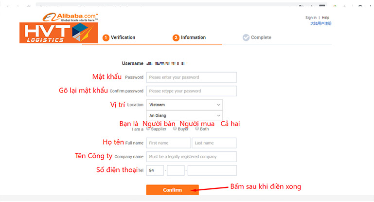 Đăng ký tài khoản alibab dùng chung cho cả taobao 1688 và tmall
