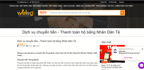 Welog - Đơn vị thanh toán hộ Taobao nhanh chóng - chính xác - uy tín 