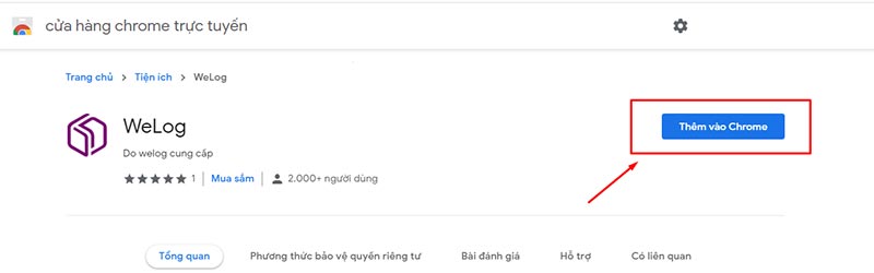 Thêm tiện ích của Welog vào chrome