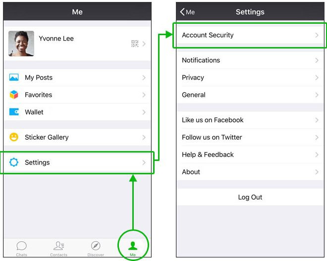 Vào Settings và chọn Account Security