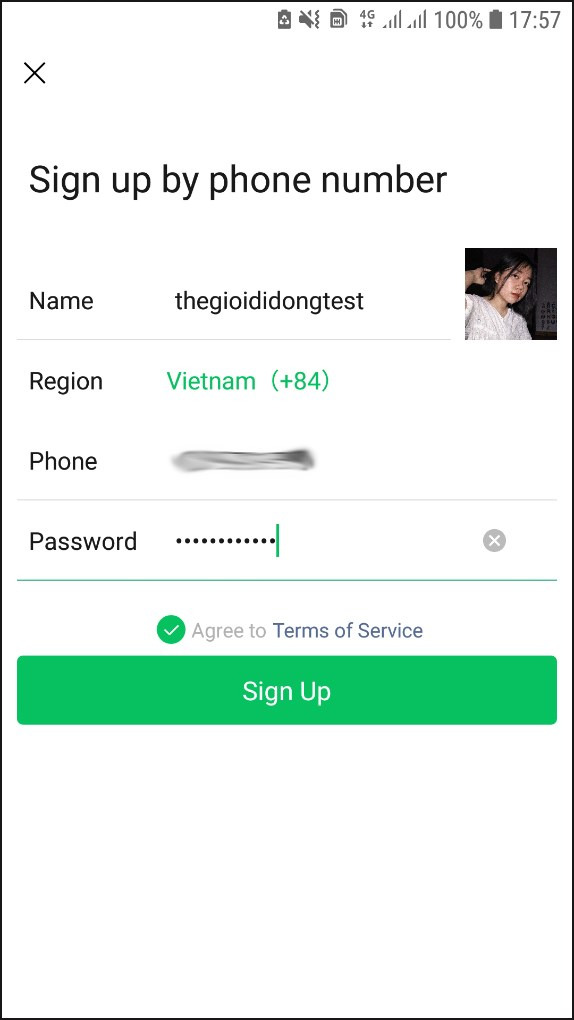 Tích đồng ý và chọn đăng ký