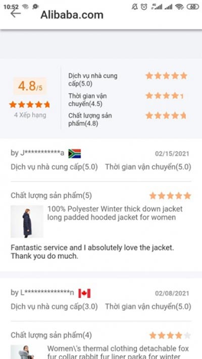 Xem feeback của khách hàng đã mua sản phẩm trước đó